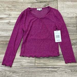 Magenta Girls Ribbed Shirt